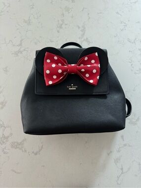 Kate Spade Black Backpack with Red Polka Dot Bow - NWOT
